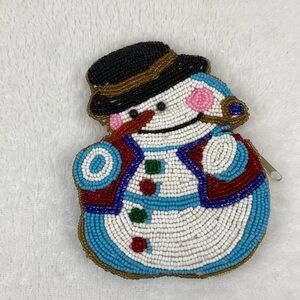 C. Marie Beaded Snowman Coin Purse 5”